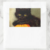 ヴィンテージハロウィーン猫とジャック・オランタン 長方形シール (バッグ)