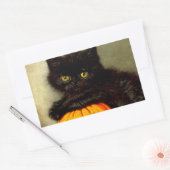 ヴィンテージハロウィーン猫とジャック・オランタン 長方形シール (封筒)