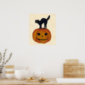 ヴィンテージハロウィーン猫 ポスター (キッチン)