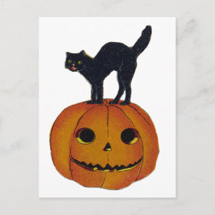 ヴィンテージハロウィーン猫 ポストカード