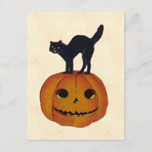 ヴィンテージハロウィーン猫 ポストカード