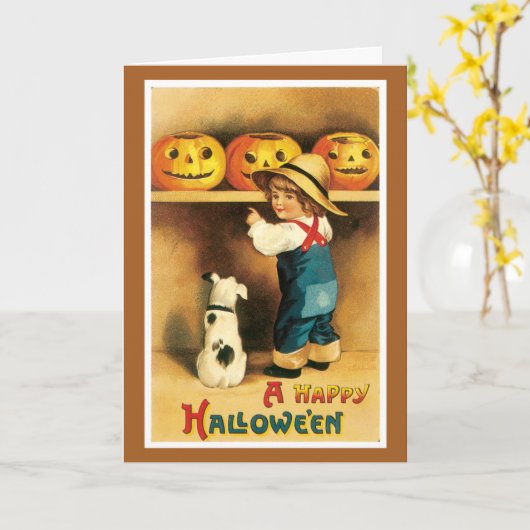 ヴィンテージハロウィーン用グリーティングカード カード (黄色い花)