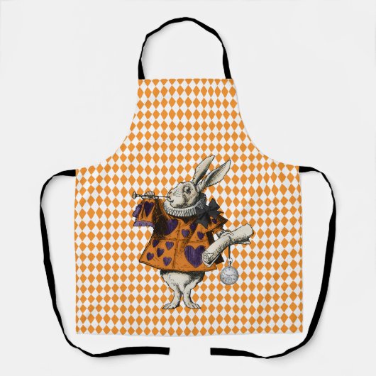 ヴィンテージハロウィーン白うさぎアリスinワンダーランド エプロン (正面)