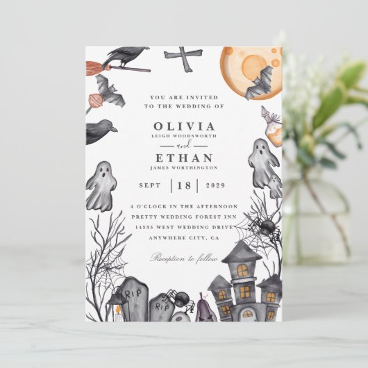 ヴィンテージハロウィーン結婚式招待状 招待状 (スタンド正面)
