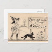ヴィンテージハロウィーン葉書：Wiの魅惑的な夜 ポストカード (正面/裏面)