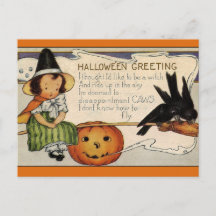 ヴィンテージハロウィーン葉書：Wiの魅惑的な夜