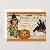 ヴィンテージハロウィーン葉書:Wiの魅惑的な夜 ポストカード (正面/裏面)