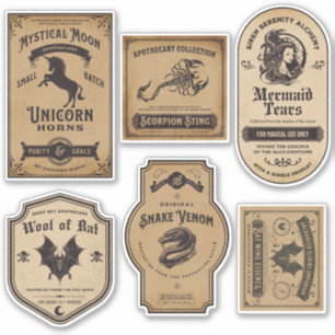 ヴィンテージハロウィーン薬用の魔女ポションラベル シール