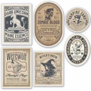 ヴィンテージハロウィーン薬用ラベルウィッチポーション シール