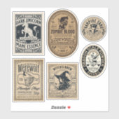 ヴィンテージハロウィーン薬用ラベルウィッチポーション シール (シート)