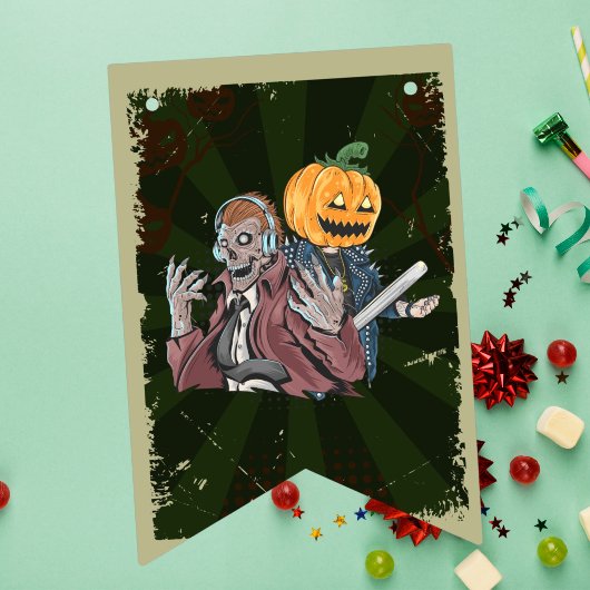 ヴィンテージハロウィーン衣装テーマ誕生日パーティー バンティングフラッグ