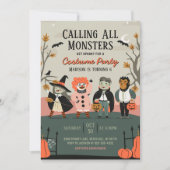 ヴィンテージハロウィーン誕生日衣装パーティー 子供へ 招待状 (正面)