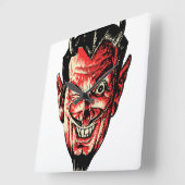 ヴィンテージハロウィーン赤デビルヘッド スクエア壁時計 (傾斜)