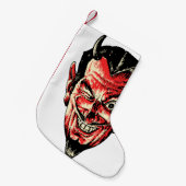 ヴィンテージハロウィーン赤デビルヘッド スモールクリスマスストッキング (正面 (吊り時))