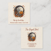 ヴィンテージハロウィーン踊りスケルトンオカルトショップ スクエア名刺 (正面/裏面)