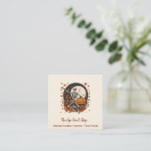 ヴィンテージハロウィーン踊りスケルトンオカルトショップ スクエア名刺 (スタンド正面)