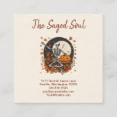 ヴィンテージハロウィーン踊りスケルトンオカルトショップ スクエア名刺 (裏面)