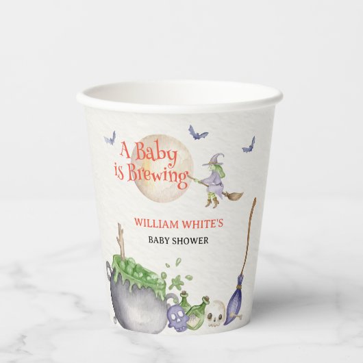 ヴィンテージハロウィーン醸造カルドロンベイビーシャワー 紙コップ (正面)