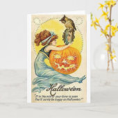 ヴィンテージハロウィーン鏡カード カード (黄色い花)