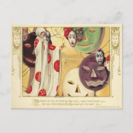 ヴィンテージハロウィーン顔 ポストカード