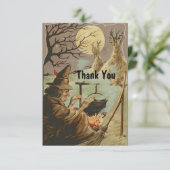 ヴィンテージハロウィーン魔女が大釜で醸造 サンキューカード (スタンド正面)