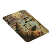 ヴィンテージハロウィーン魔女が大釜で醸造 マグネット (右側)