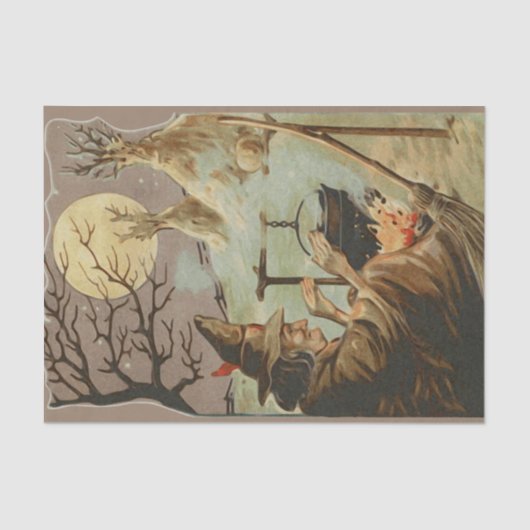 ヴィンテージハロウィーン魔女が大釜で醸造 薄葉紙 (正面)