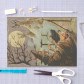 ヴィンテージハロウィーン魔女が大釜で醸造 薄葉紙 (クラフト)