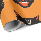 ヴィンテージハロウィーン魔女が微笑む黒猫の頭 ラッピングペーパー (ロールコーナー)