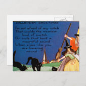 ヴィンテージハロウィーン魔女たち黒猫はがき シーズンポストカード (正面/裏面)