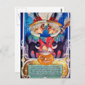 ヴィンテージハロウィーン魔女たち黒猫はがき ポストカード (正面/裏面)