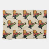 ヴィンテージハロウィーン魔女と猫エレンクラッサドル キッチンタオル (横)