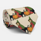 ヴィンテージハロウィーン魔女と猫エレンクラッサドル ネクタイ (ロール)