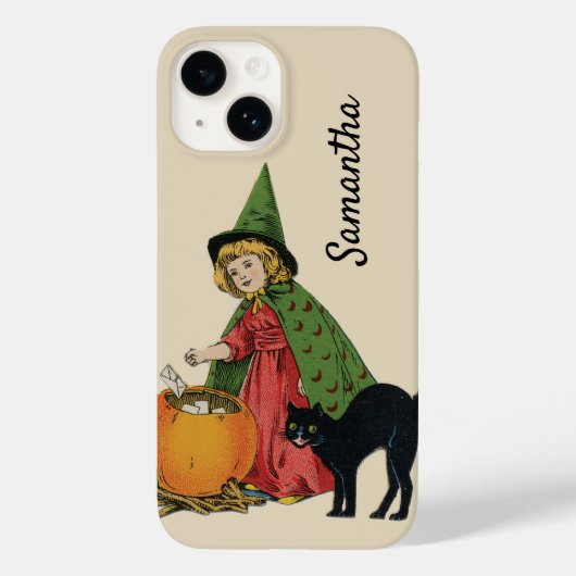 ヴィンテージハロウィーン魔女と猫エレンクラッサドル Case-Mate iPhoneケース (裏面)
