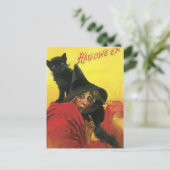 ヴィンテージハロウィーン魔女と猫 ポストカード (スタンド正面)