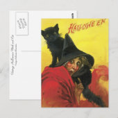 ヴィンテージハロウィーン魔女と猫 ポストカード (正面/裏面)