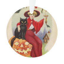 ヴィンテージハロウィーン魔女と黒猫