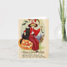 ヴィンテージハロウィーン魔女と黒猫 カード