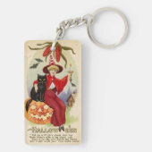 ヴィンテージハロウィーン魔女と黒猫 キーホルダー (裏面)