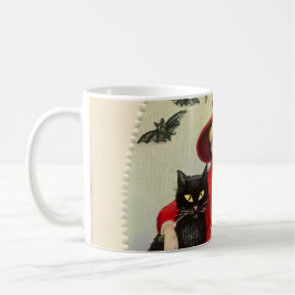 ヴィンテージハロウィーン魔女と黒猫 コーヒーマグカップ