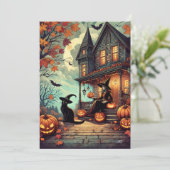 ヴィンテージハロウィーン魔女と黒猫 シーズンカード (スタンド正面)