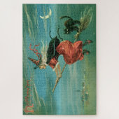 ヴィンテージハロウィーン魔女と黒猫 ジグソーパズル (縦)