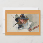 ヴィンテージハロウィーン魔女と黒猫 ノートカード (正面)