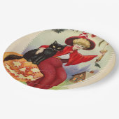 ヴィンテージハロウィーン魔女と黒猫 ペーパープレート (アングル)