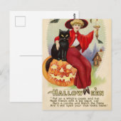 ヴィンテージハロウィーン魔女と黒猫 ポストカード (正面/裏面)