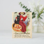 ヴィンテージハロウィーン魔女と黒猫 ポストカード (スタンド正面)