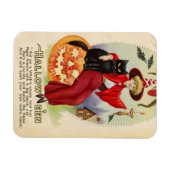 ヴィンテージハロウィーン魔女と黒猫 マグネット (横)