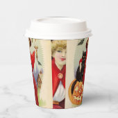 ヴィンテージハロウィーン魔女と黒猫 紙コップ (左)