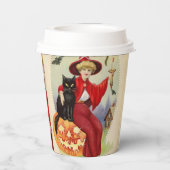 ヴィンテージハロウィーン魔女と黒猫 紙コップ (裏面)