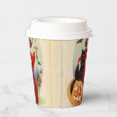 ヴィンテージハロウィーン魔女と黒猫 紙コップ (右)